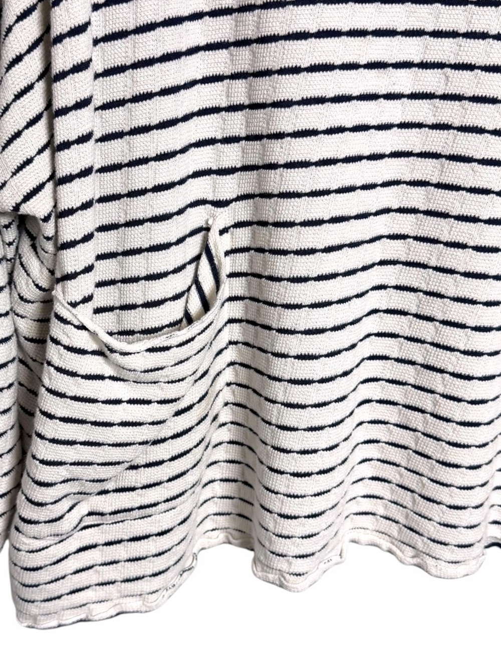 Cut Loose Striped Boatneck Boxy Pullover Pocket Top Made USA Navy Oversized - Picture 7 of 11